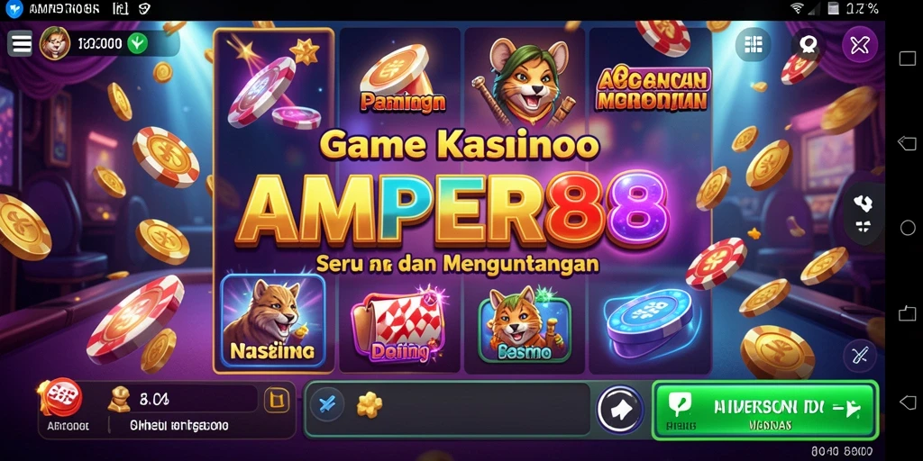 Screenshot gameplay AMPER88 menampilkan suasana Kasino yang menakjubkan.