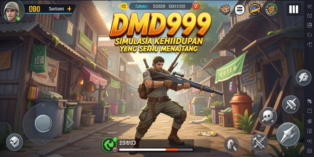 Tangkapan layar DMD999 menampilkan karakter dalam situasi simulasi kehidupan yang dinamis.
