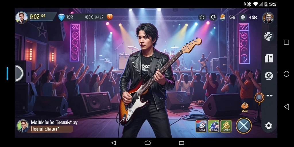 Screenshot utama menunjukkan gameplay musik interaktif dan menarik.