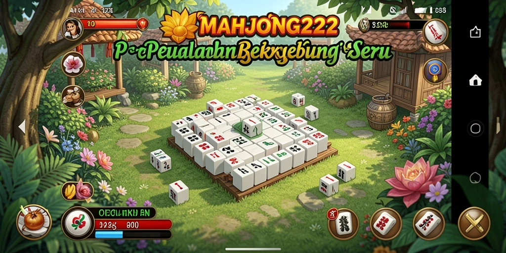 Tampilan screenshot menampilkan kebun indah di MAHJONG222.