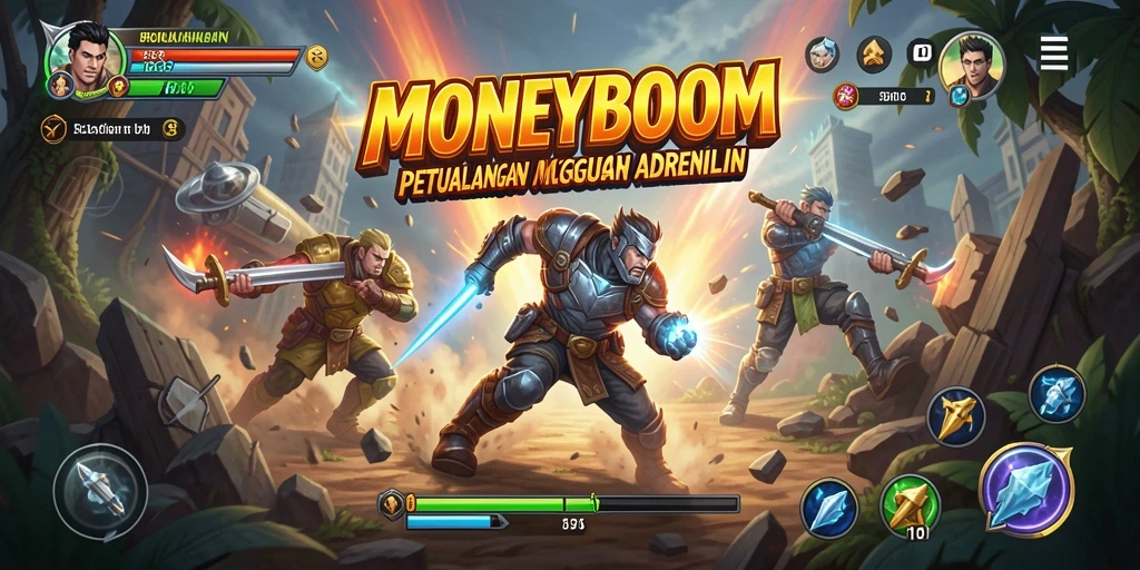 Tampilan gameplay mendebarkan dengan aksi intens di MONEYBOOM.