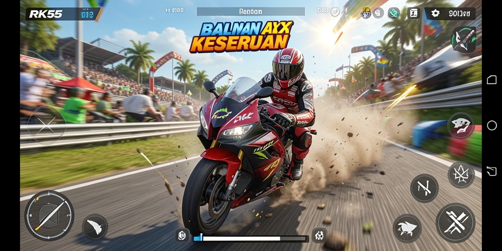 Gameplay menegangkan dalam balapan motor yang cepat.