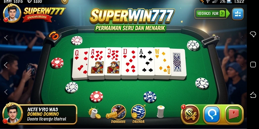 Screenshot utama SUPERWIN777 menampilkan gameplay Domino yang seru.